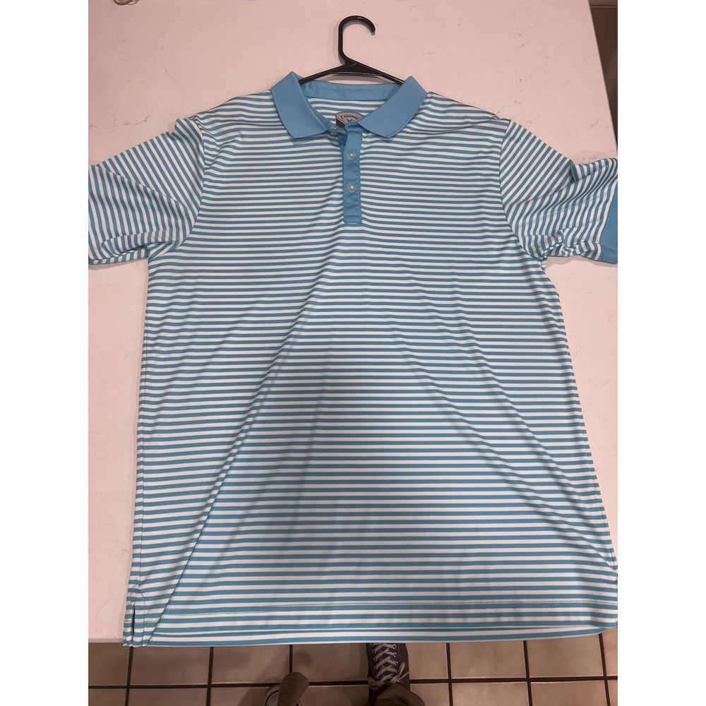 Callaway Shirt Mens‎ Large Blue Striped Polo Golf